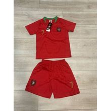 Portugal Kids' Red Green Ronaldo Soccer Football Shirt And Shorts