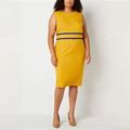 Black Label By Evan-Picone Plus Sleeveless Sheath Dress | Yellow | Plus 20W | Dresses Sheath Dresses
