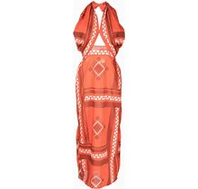 Johanna Ortiz - Quipu Knots Tropical-Print Midi-Dress - Women - Cotton - 6 - Orange