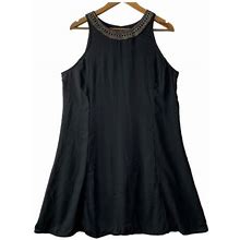 Old Navy Women's Dress Black Embroidered Scoop Neckline Sleeveless