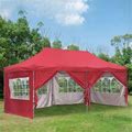 Ainfox 10x20ft Pop Up Canopy Tent Party Heavy Duty Instant Gazebo With 4 Removable Sidewalls - RED