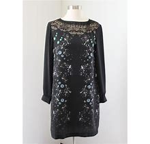 Zara Woman Black Sheer Jewel Diamond Print Lace Cutout Shift Dress Size S