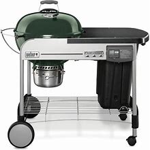 Weber Performer Deluxe Charcoal Grill, 22-Inch, Touch-N-Go Gas Ignition System, Green