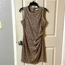 Calvin Klein Dresses | Calvin Klein Tan Lace Overlay Fully Lined Dress Size 10 Petite | Color: Tan | Size: 10P
