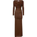 Giuseppe Di Morabito Women Viscose Jersey Hooded Long Dress Brown 44