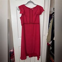 Loft Dresses | Ann Taylor Loft Pink Flutter Sleeves Midi Dress, Size 0, Nwt | Color: Pink | Size: 0