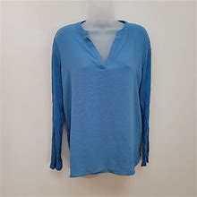 INC Sz S Blue Split Neck Pullover Blouse NWT International Concepts Womens