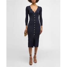 L'agence Kyra Button-Front Duster Midi Dress, Midnightgold, Women's, XS, Cocktail & Party Wedding Guest Dresses Midi Dresses
