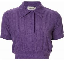 Bambah - Cropped Knit Polo Shirt - Women - Polyester/Spandex/Elastane - 10 - Purple