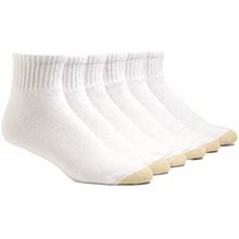 Gold Toe Adult Men's 656P Cushioned Cotton Quarter Socks, 6 Pack (White Extended)