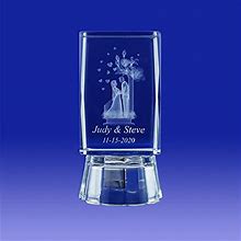 Wedding Favors Ideas (12 PCS) Gifts Bridal Showers Personalized Custom Etched Laser Engraving 3D Bride & Groom Crystal Cube (2.5"H)