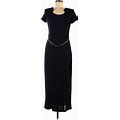 Scarlett Casual Dress - Midi Scoop Neck Short Sleeves: Black Solid Dresses - Women's Size 7