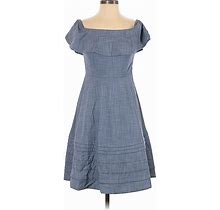 Banana Republic Casual Dress - A-Line Square Short Sleeve: Blue Dresses - Women's Size 2 Petite