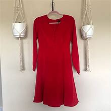 Ann Taylor Factory Dresses | Ann Taylor Red, Long Sleeve, A Line Dress | Color: Red | Size: 2