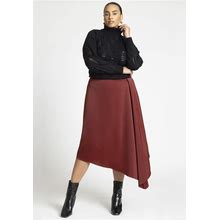 Plus Size Women's Peaked Drape Skirt By ELOQUII In Fired Brick (Size 14)