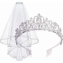 Didder Tiara And Lace Bridal Veil, Wedding Veils And Headpieces For Women, White Veils For Brides Tiaras And Crown For Women