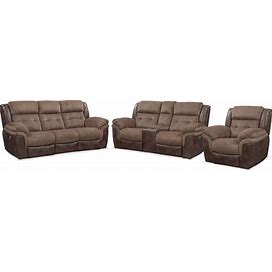 Tacoma Dual-Power Reclining Sofa Loveseat And Recliner - Brown