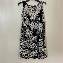 Elementz Dresses | Black & White Tiered Floral Lace Trimmed Flowy Perfect Summer Dress Ps Small Euc | Color: Black/White | Size: S