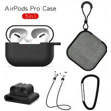 Veecome Silicone Case Skin Protective Cover For Air-Pods Pro Including Cover+Carabiner+Anti-Lost Strap+Wrist Holder+Storage Bag