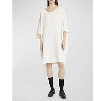 The Row Abasi Scoop-Neck 3/4-Sleeve Oversized Shift Dress, Ivory, Women's, L, Casual & Work Dresses Shift Dresses