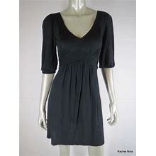 Juicy Couture Knit Dress Sz S Black Babydoll Mini Short Sleeve Fit Flare Tie Bow