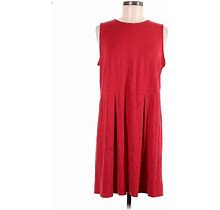 J.Jill Casual Dress - Mini Crew Neck Sleeveless: Red Print Dresses - Women's Size Medium Petite