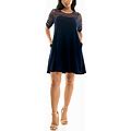 Women's Nina Leonard Semi-Sheer Dress, Size: Medium, Blue