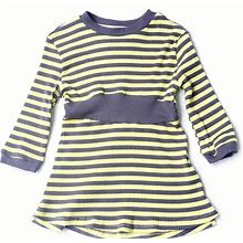 Toddler Girls Striped Rib-Knit Stretchy Casual Long Sleeve Dress For Autumn/ Spring,Yellow,All-New,Temu