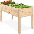 Farmhouse Wood 48x24x30in Raised Garden Bed Elevated Garden Planter Stand, Red/Coppr