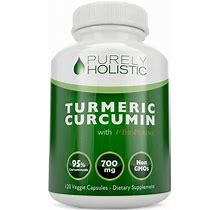 Purely Holistic Turmeric Curcumin 120 Veg Caps With Bio Perine, 700Mg, 95% Curcuminoids