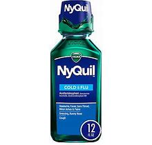 Vicks Nyquil Nighttime Cold & Flu Relief Liquid, Original Flavor, 12