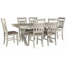 Powell Turino Distressed Wood Seven Piece Dining Set In White