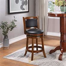 High Back Swivel Wood Counter Stool, Counter Height Cherry Finish