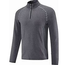 Men's Quarter Zipper Long Sleeve Shirts Athletic 1/4 Zip Pullover T-Shirt Cycling Running Golf Workout Active Top