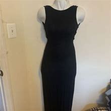 Forever 21 Sleeveless Black Maxi Dress With Open Back 100%-Rayon Size