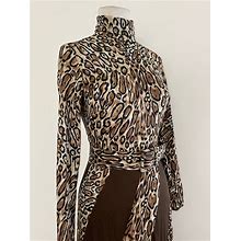 Vintage 1960S 1970S Animal Print Dress / Vintage 60S 70S Belted Leopard Print Maxi Dress