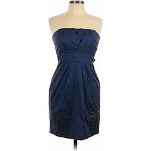 Snap Cocktail Dress - Sheath: Blue Solid Dresses - Women's Size 9