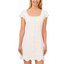 Cece Women's Scallop Trim Button-Front Sheath Dress - New Ivory - Size 4