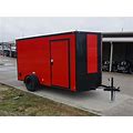 6X12 Enclosed Trailer Red V-Nose Blackout Package 3,500Lb Axle Storage