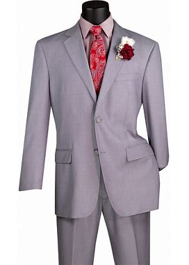 Mens Modern Fit 2 Button Suit In Light Grey, 44 Regular / Light Grey