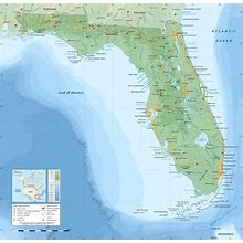 Home Comforts Large Detailed Physical Map Of Florida State-20 Inch By 30 Inch Laminated Poster With Bright Colors And Vivid Imagery-Fits Perfectly