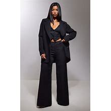 Women's Black Woven Double Belt Loop Suit Pants - Size 2