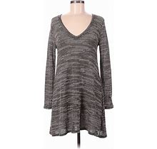 PPLA Clothing Casual Dress - Sweater Dress V Neck Long Sleeve: Gray Marled Dresses - Women's Size 8
