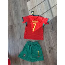 Ronaldo 7 Portugal Soccer Jersey Set Kids. Youth Medium(24) NEW. Slim Fit.