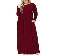 Bishuige Womens L-6Xl Long Sleeve Casual Plus Size Maxi Dresses With