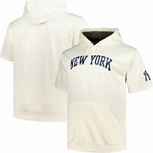 Men's Profile Oatmeal New York Yankees Big & Tall Contrast Short Sleeve Pullover Hoodie