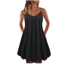 Yubnlvae Dresses For Women 2022 Women Fashion And Casual Summer Multicolor Solid Color Beach Dress - Black L