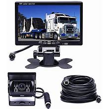 Rear View Camera Kit With 7 LCD Monitor 120 Wide Angle Rearview Camera IP68 Waterproof 18IR Night Vision Reversing Camera For Truck Trailer Bus Van Ag