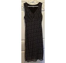 F.L.P. Black Sleeveless V-Neck Mid-Length Dress W/Multicolor