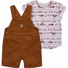 Carhartt Baby Girls Short-Sleeve Horse Print T-Shirt And Canvas Shortall Setinfant-And-Toddler-Clothing-Sets